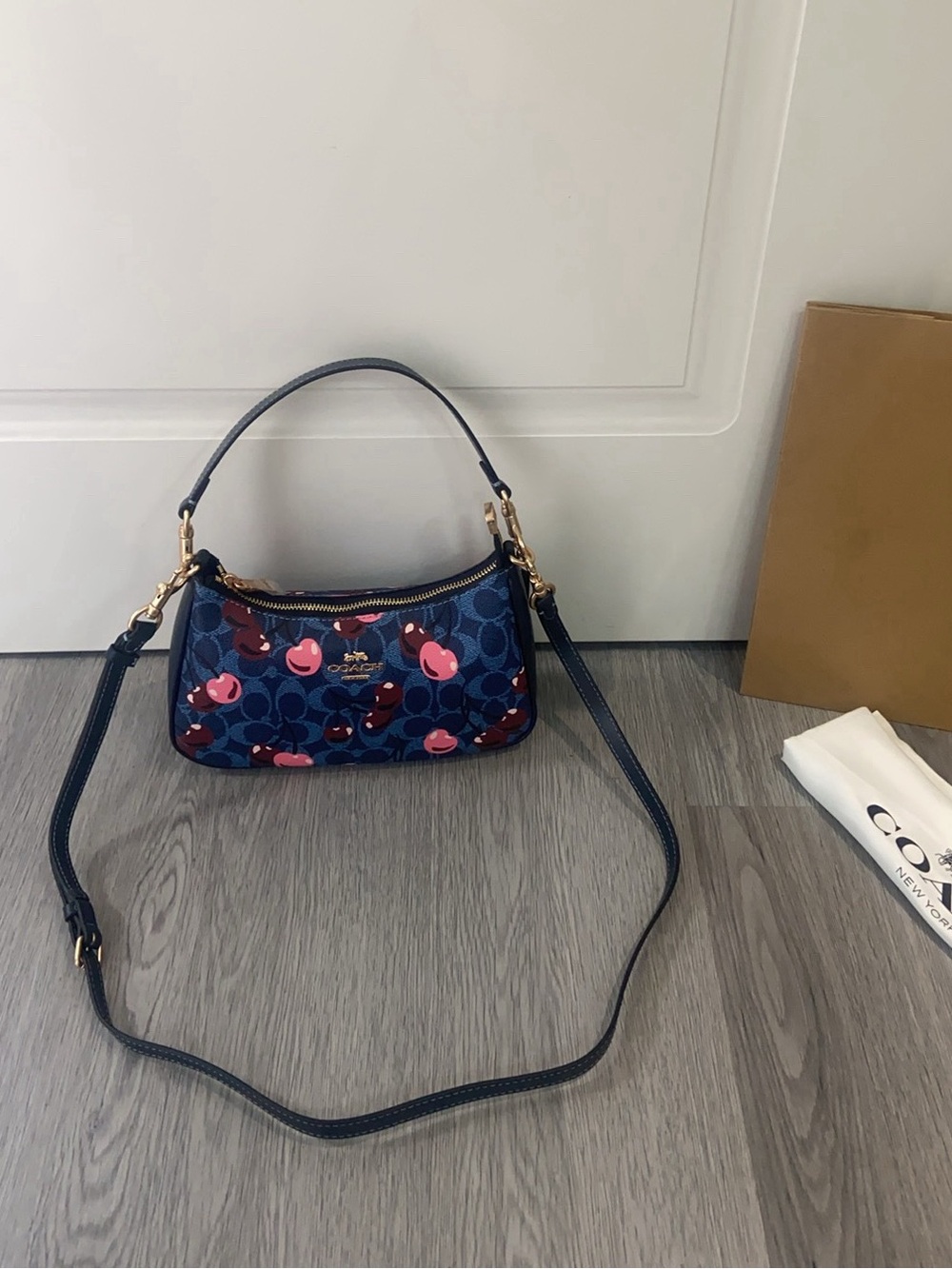 Coach Navy Signature Mini Shoulder Bag with Pink Accents - Picture 3 of 9